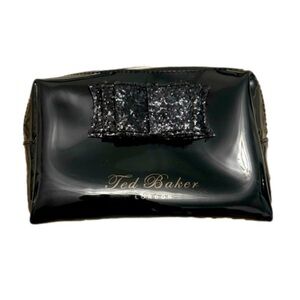 Ted Baker Glossy Black Bag with Sparkling Bow Toiletries Cosmetic Bag